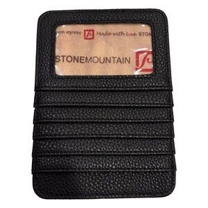 Stone Mountain Black Leather Card Holder Wallet w ID Window Zip Pocket